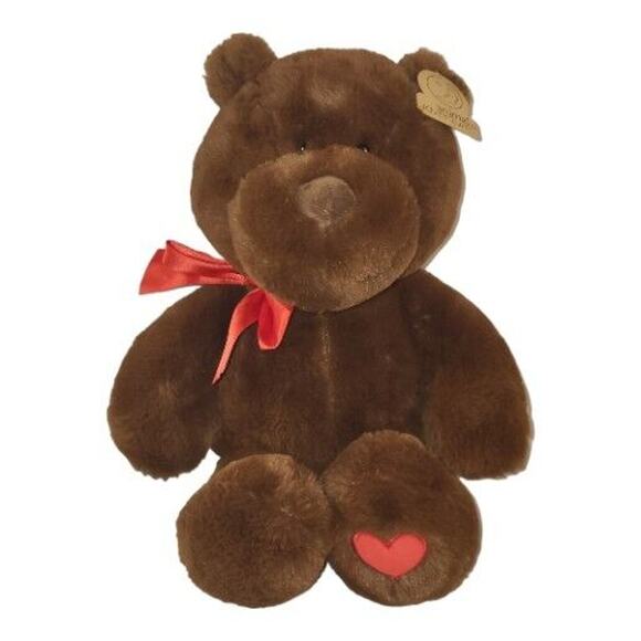 Animal Adventure Plush Brown Teddy Bear Red Bow Heart Stuffed Animal 2020 19" - Picture 3 of 14